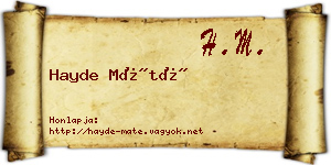 Hayde Máté névjegykártya